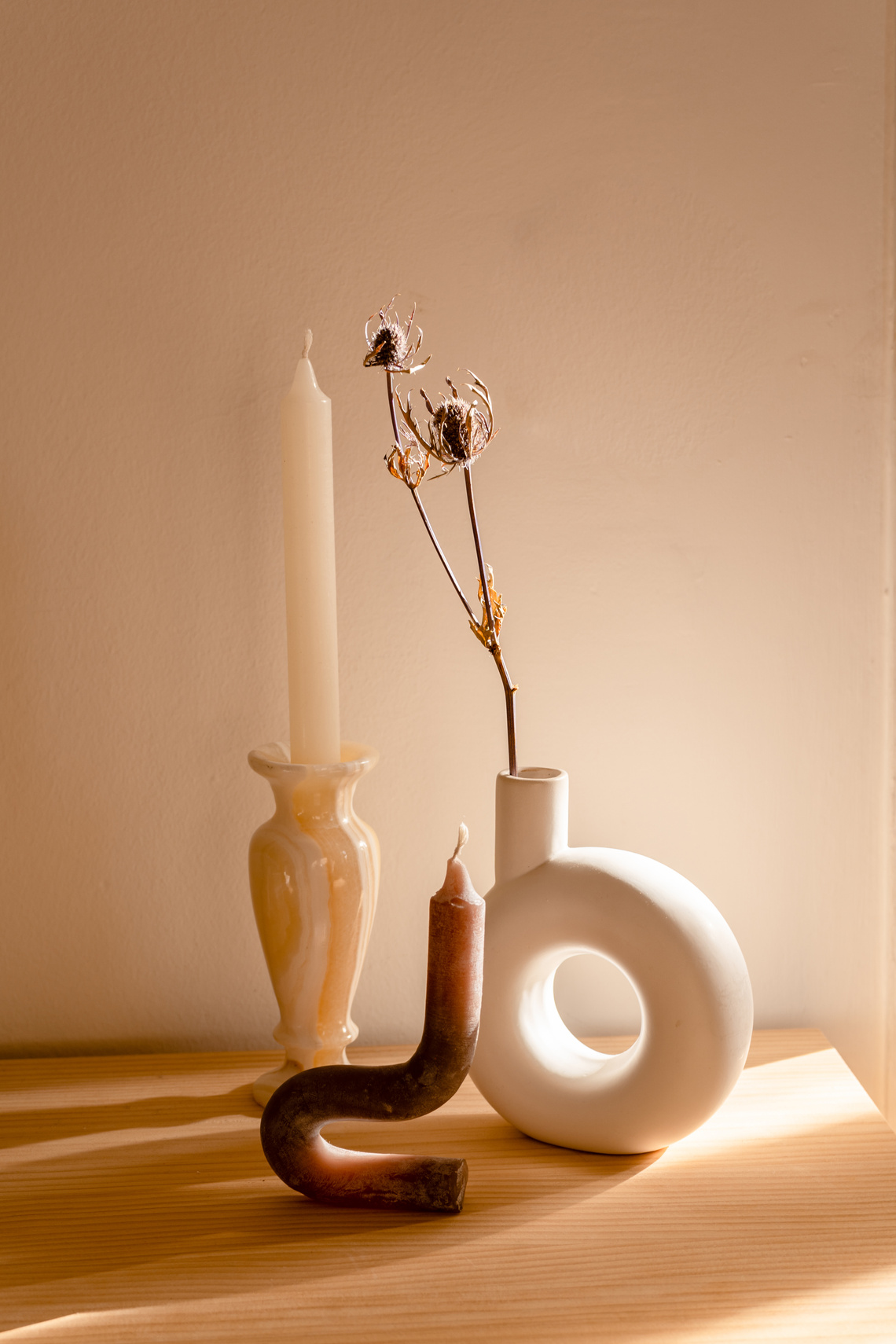 Minimalist Decoration on Wooden Shelf